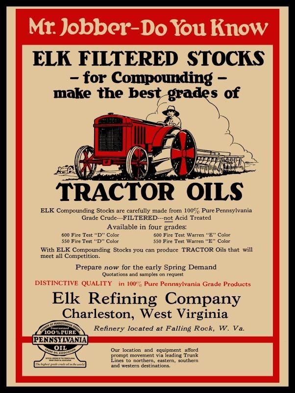 1927 Ek Refining of Charleston West Virginia, Tractor Oil New Metal Sign: 9×12″