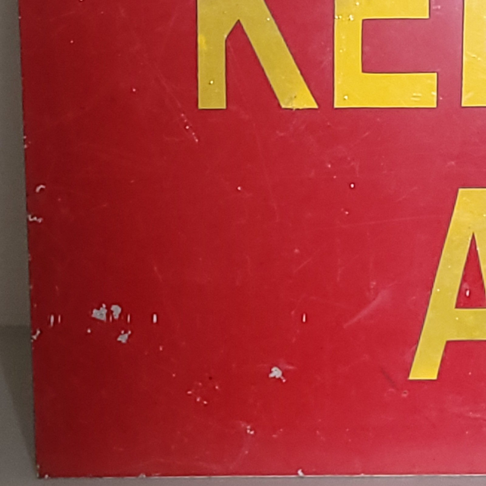 Vintage FLAMMABLE KEEP FIRE AWAY Red Metal Sign Aluminum Industrial Original