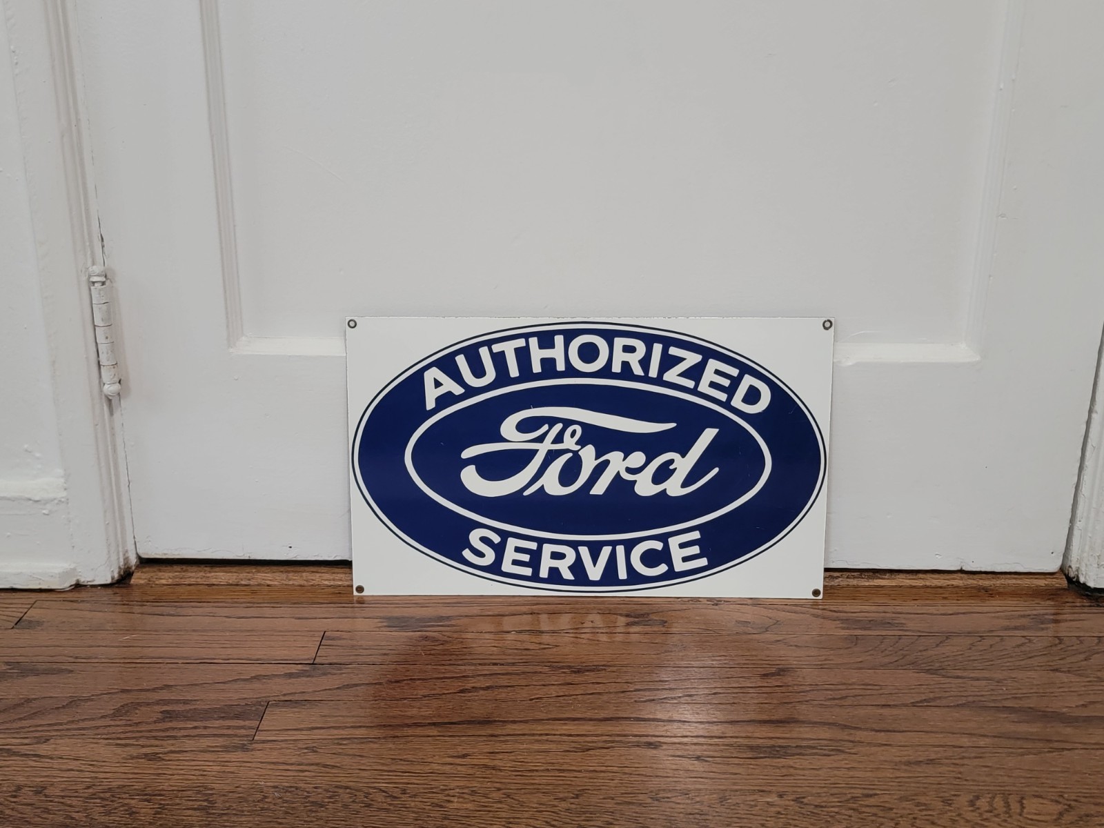 AUTHORIZED FORD SERVICE Porcelain Enameled Steel Sign 18”x 11” Ande Rooney.