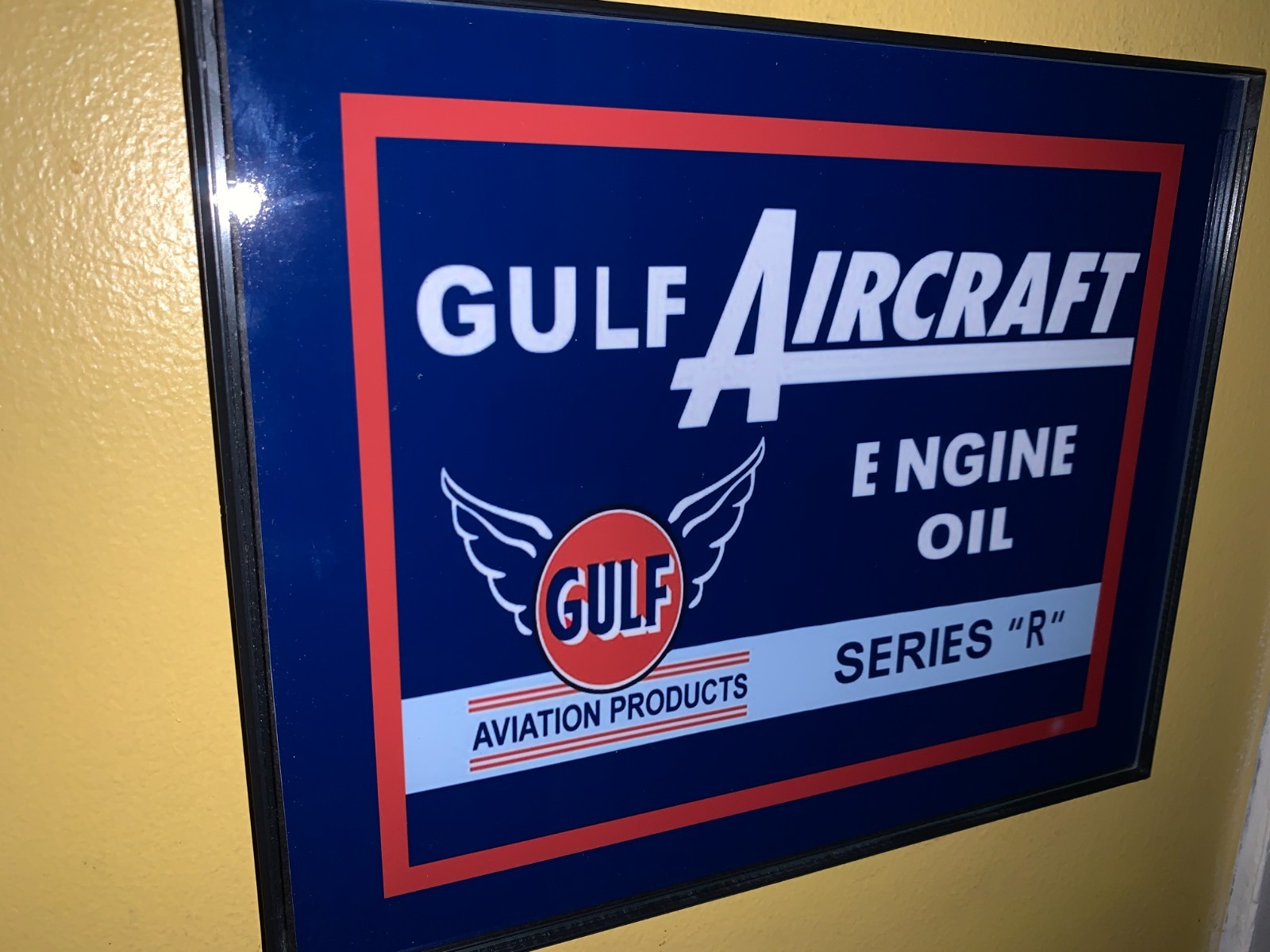Gulf Aircraft Engine Airplane Oil Gas Station Garage Mechanic Advertising Sign