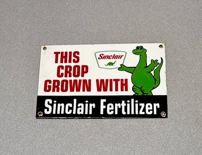 VINTAGE 12” SINCLAIR DINOSAUR PORCELAIN SIGN CAR GAS OIL TRUCK MOTORCYCLE