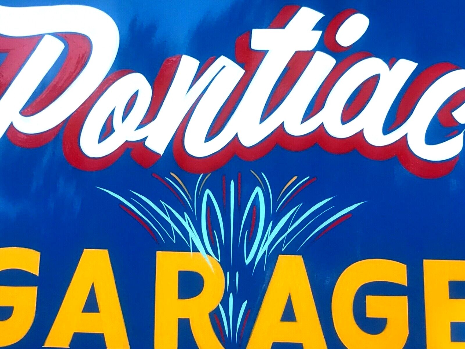 Vintage PONTIAC Chevy Garage Hand Painted HOT RAT ROD SHOP Car SIGN Pinstriped b