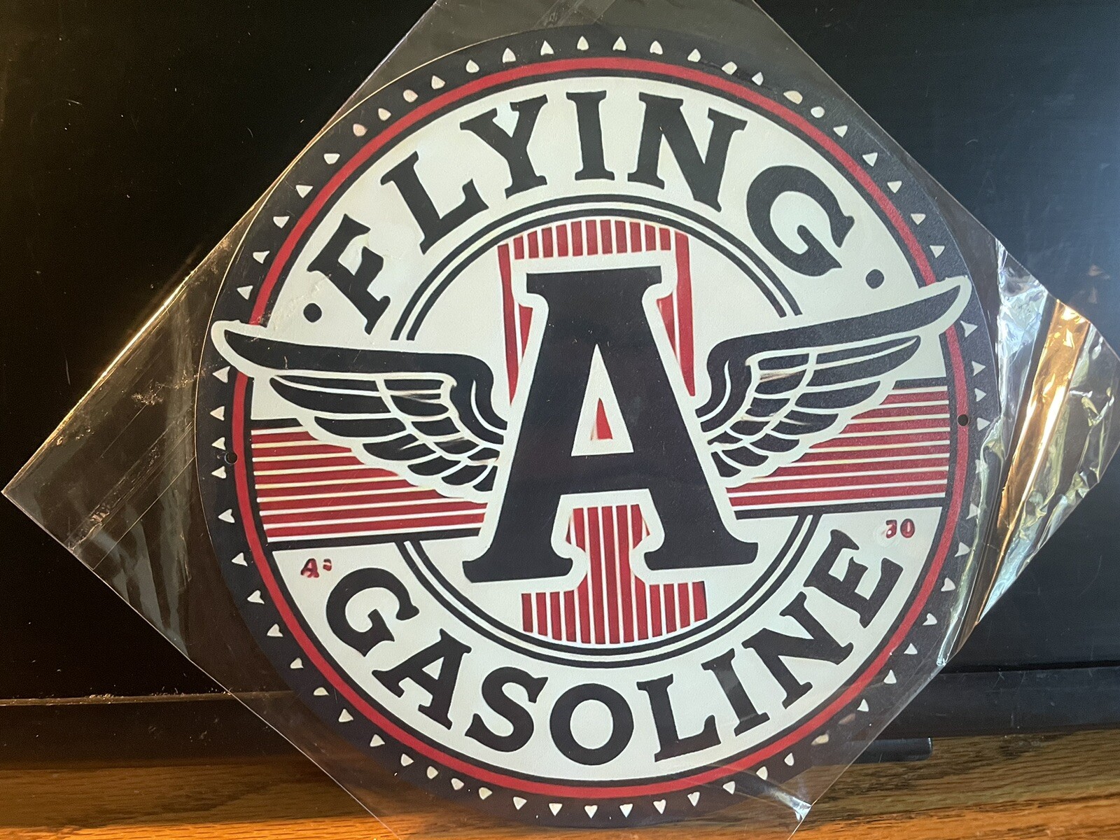 3-FLYING A SERVICE & CHIPPER GASOLINE METALSIGN 8X12” NIP FOR SHOP-MAN-CAVE