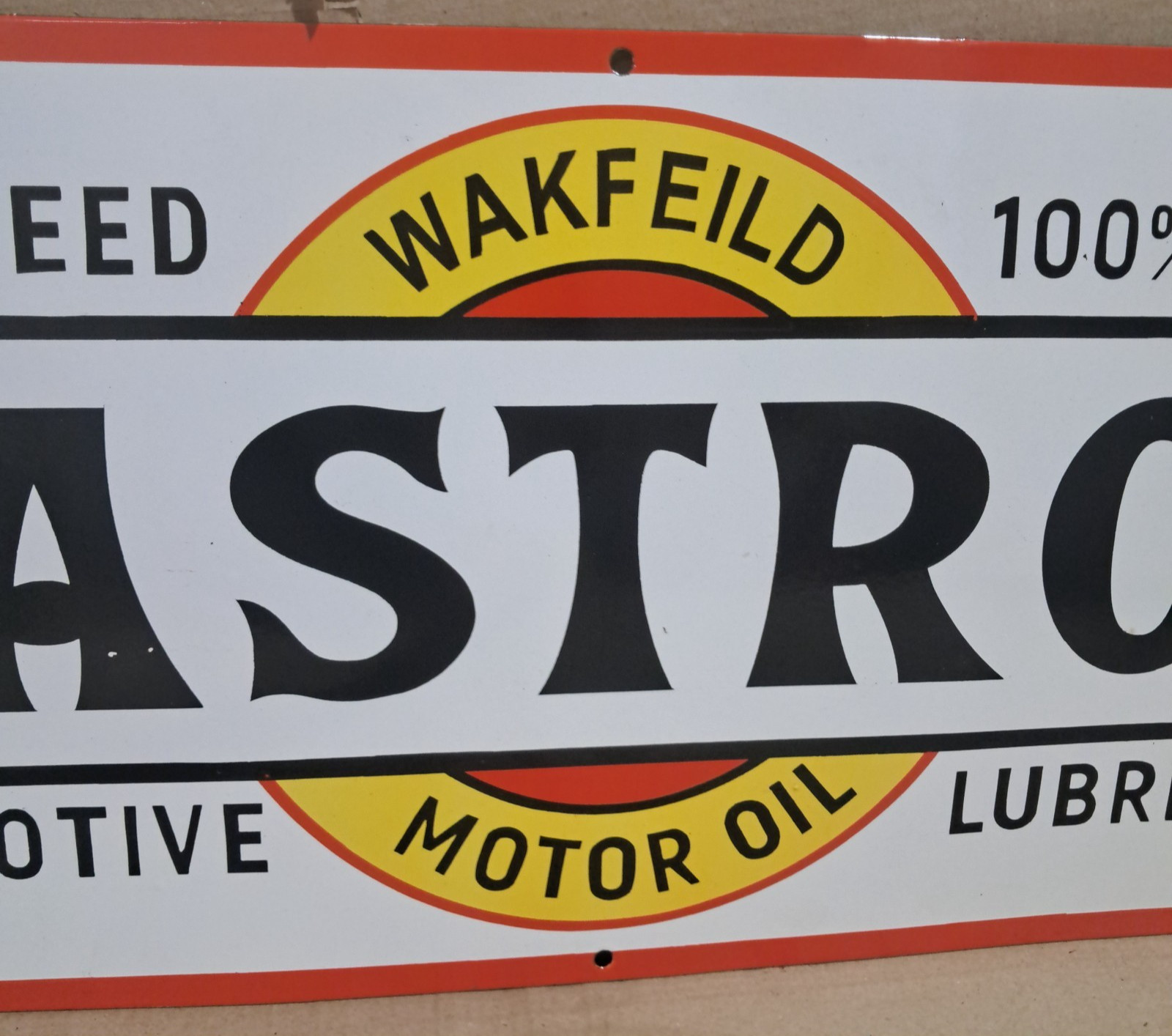 Castrol Motor Oil Porcelain Enamel Sign 36 x 15 Inches 1 Sided
