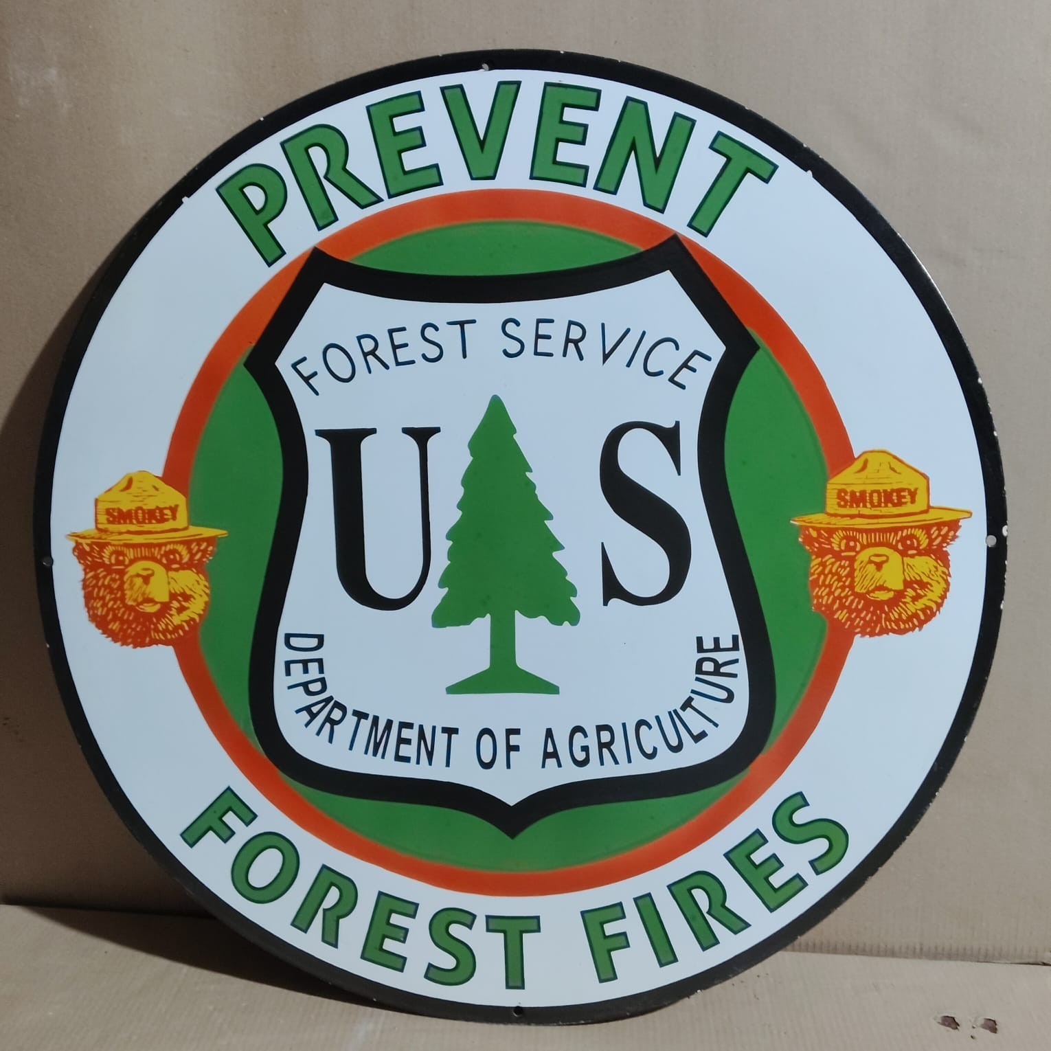 US Prevent Forest Fires Porcelain Enamel Sign 30 x 30 Inches 1 Sided