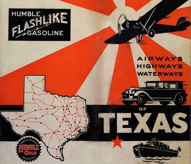 HUMBLE “FLASHLIKE” GASOLINE of TEXAS 1920/30’s MAP 5×7 PHOTO REPRINT RARE
