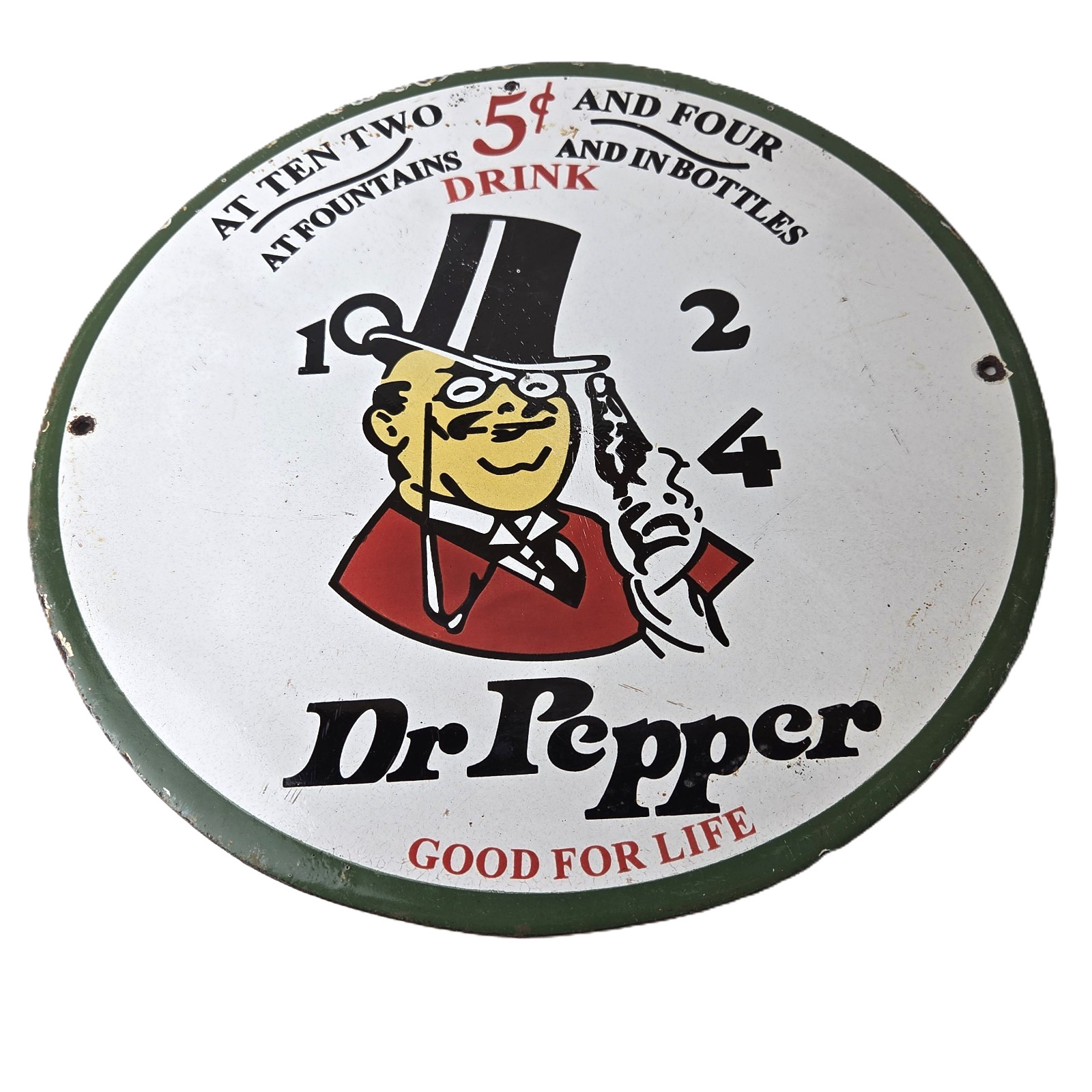 Vintage Dr Pepper Sign – Porcelain Soda Cola Beverage Gas Service Station Sign