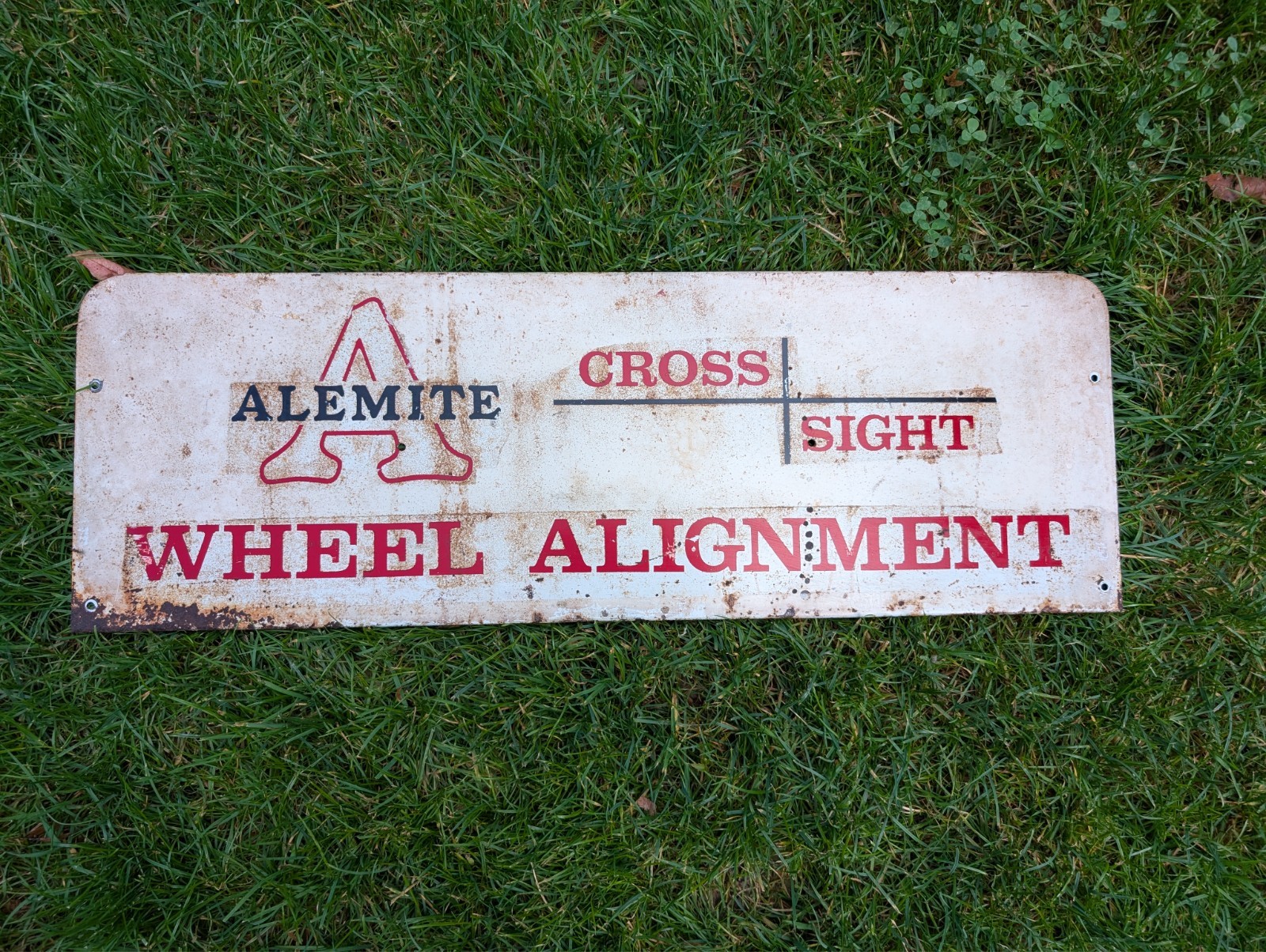 Vintage Alemite Cross Sight Alignment Sign, guaranteed original!