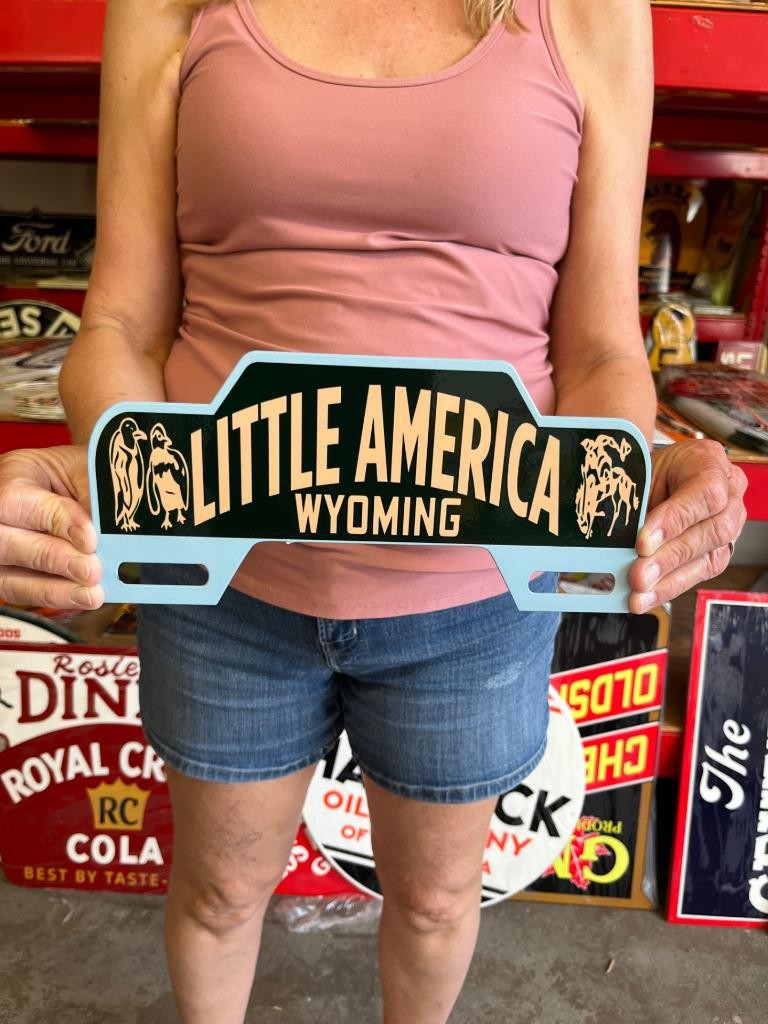 Vintage Style Metal License Plate Topper Wyoming NOT Porcelain USA
