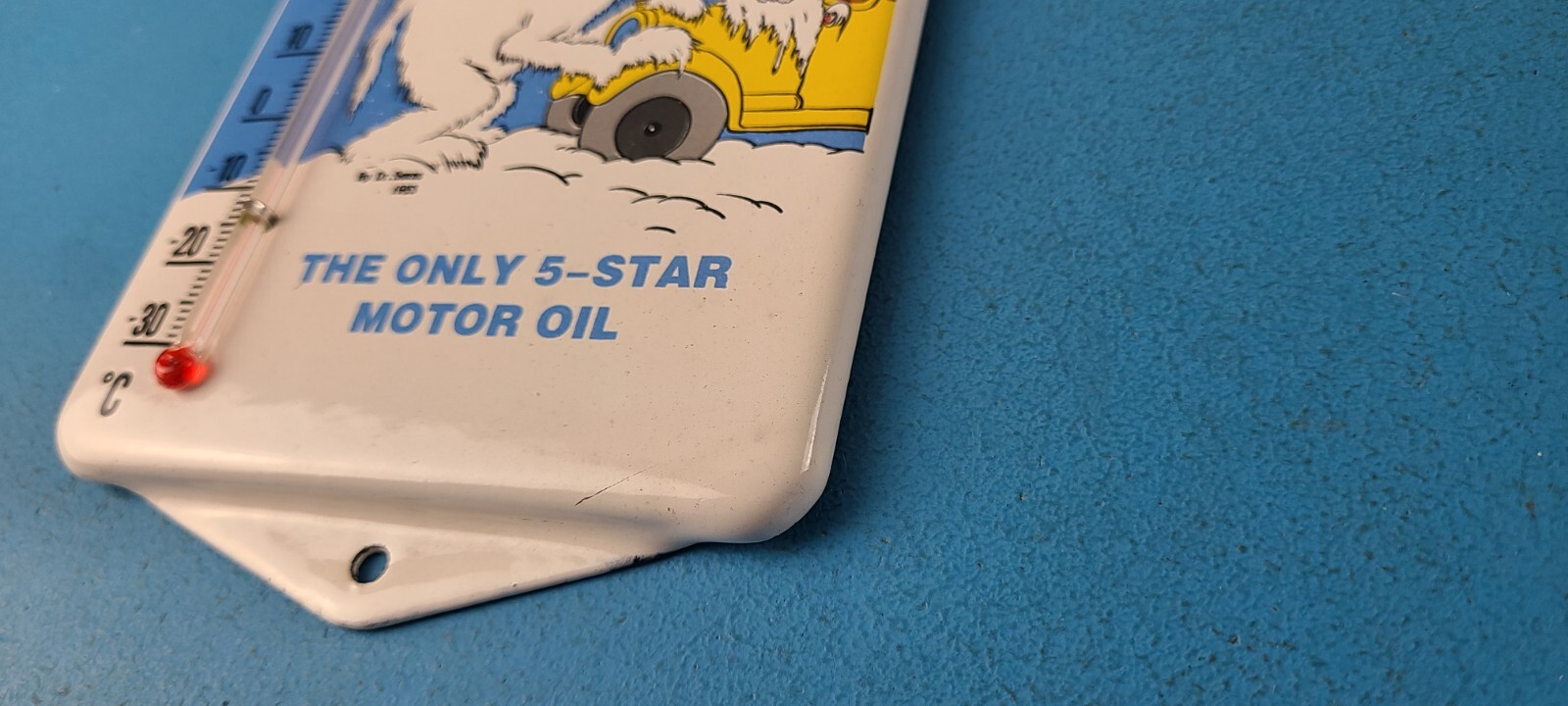 Vintage Esso Porcelain Sign – Esso Lube Gasoline Pump Ad Sign On Thermometer