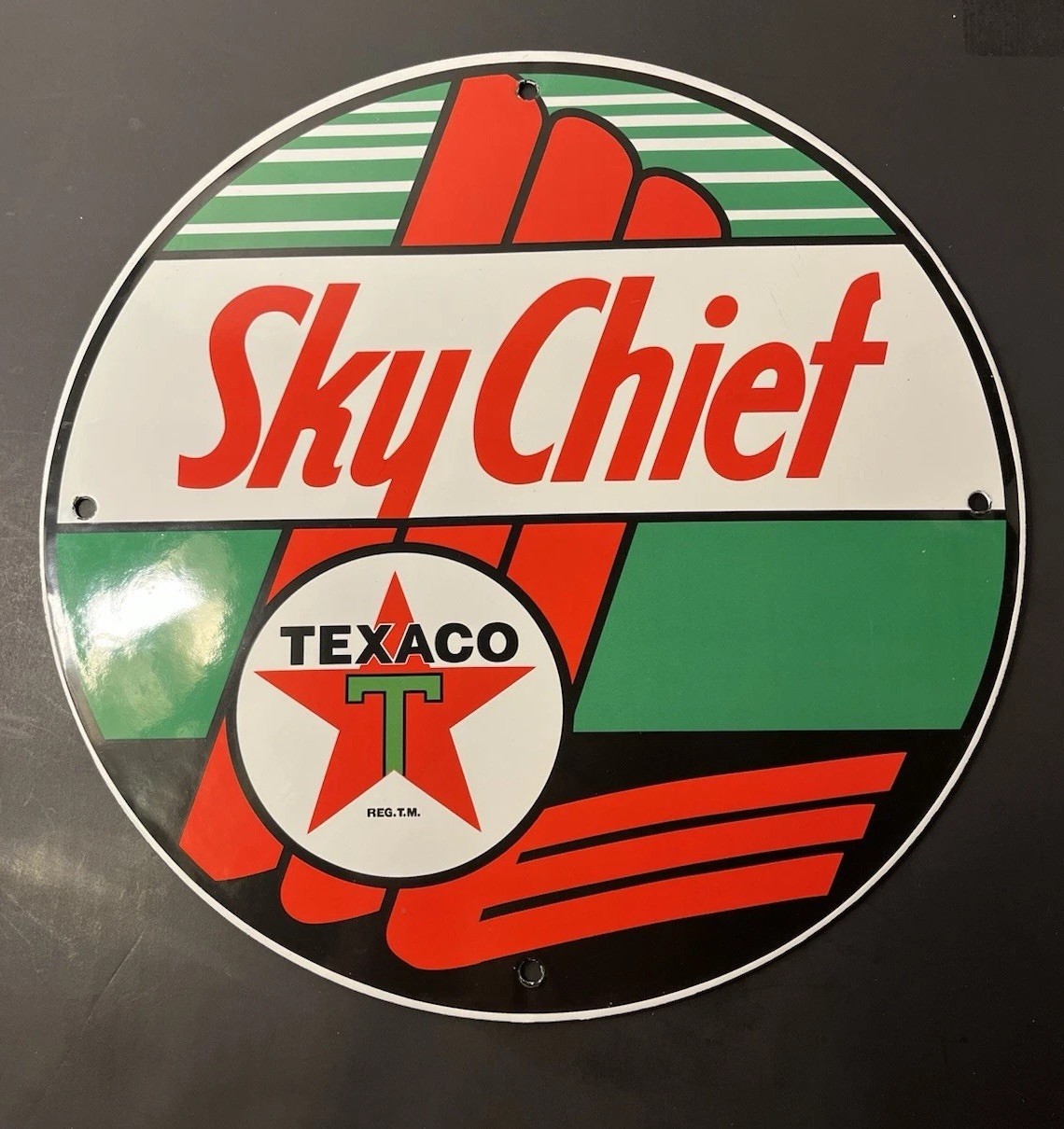 Texaco Sky Chief Gas & Oil 12”Porcelain Sign