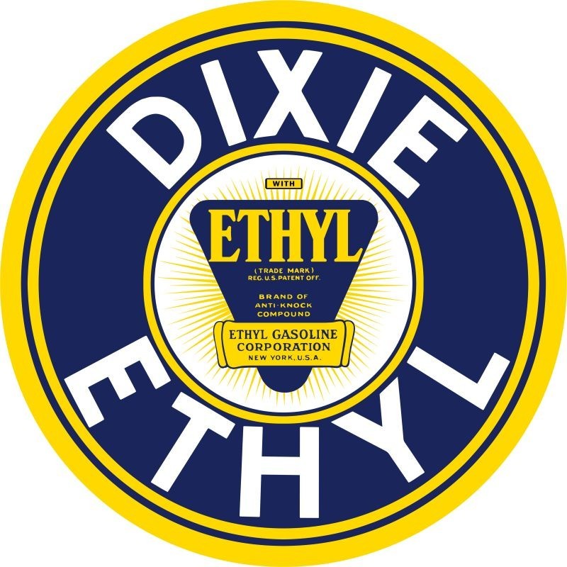 Dixie Gasoline with Ethyl New Steel Sign: 24″ Dia. Round USA Made