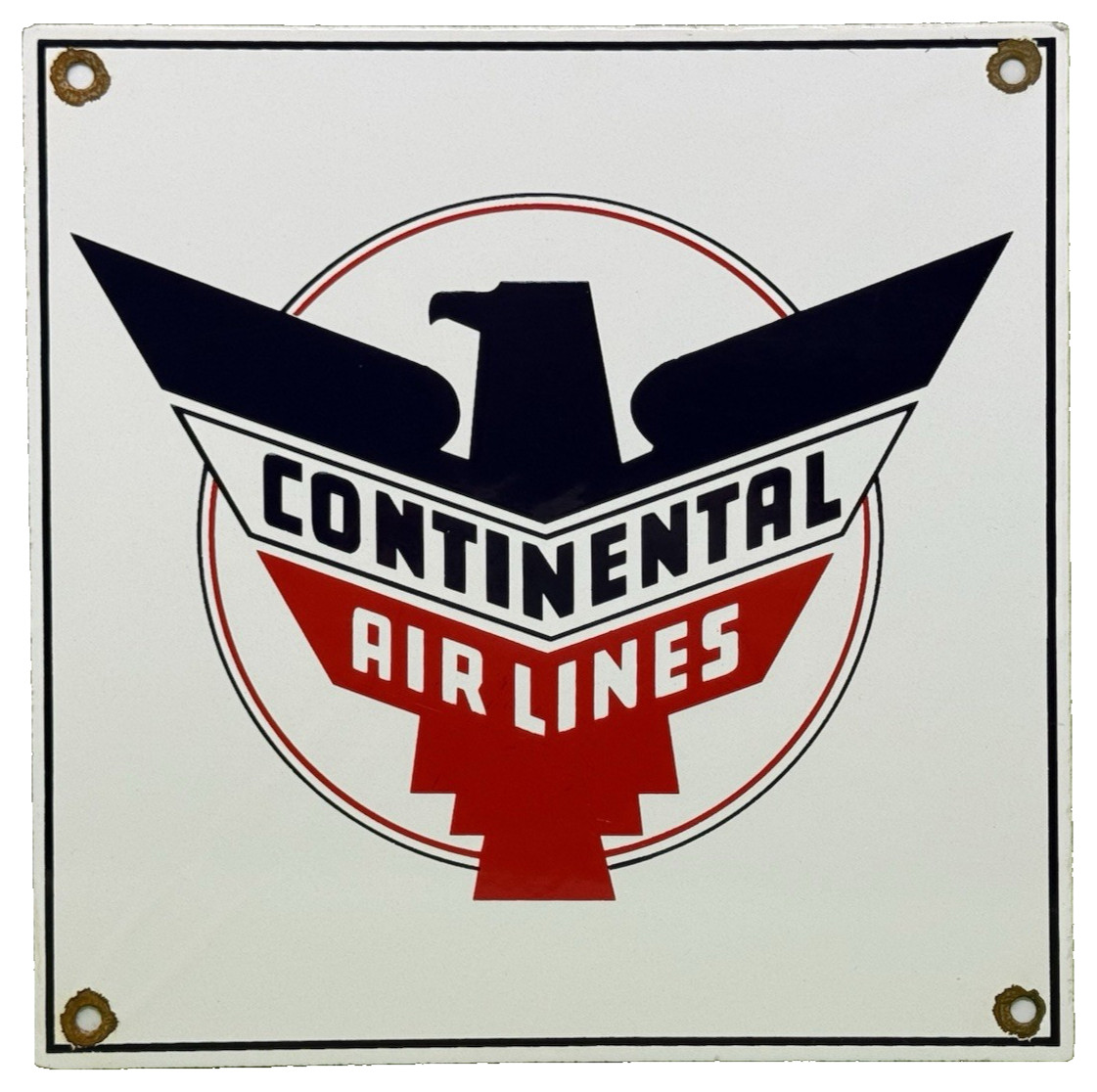 VINTAGE CONTINENTAL AIRLINES PORCELAIN SIGN AIRPORT AVIATION UNITED DELTA HANGAR