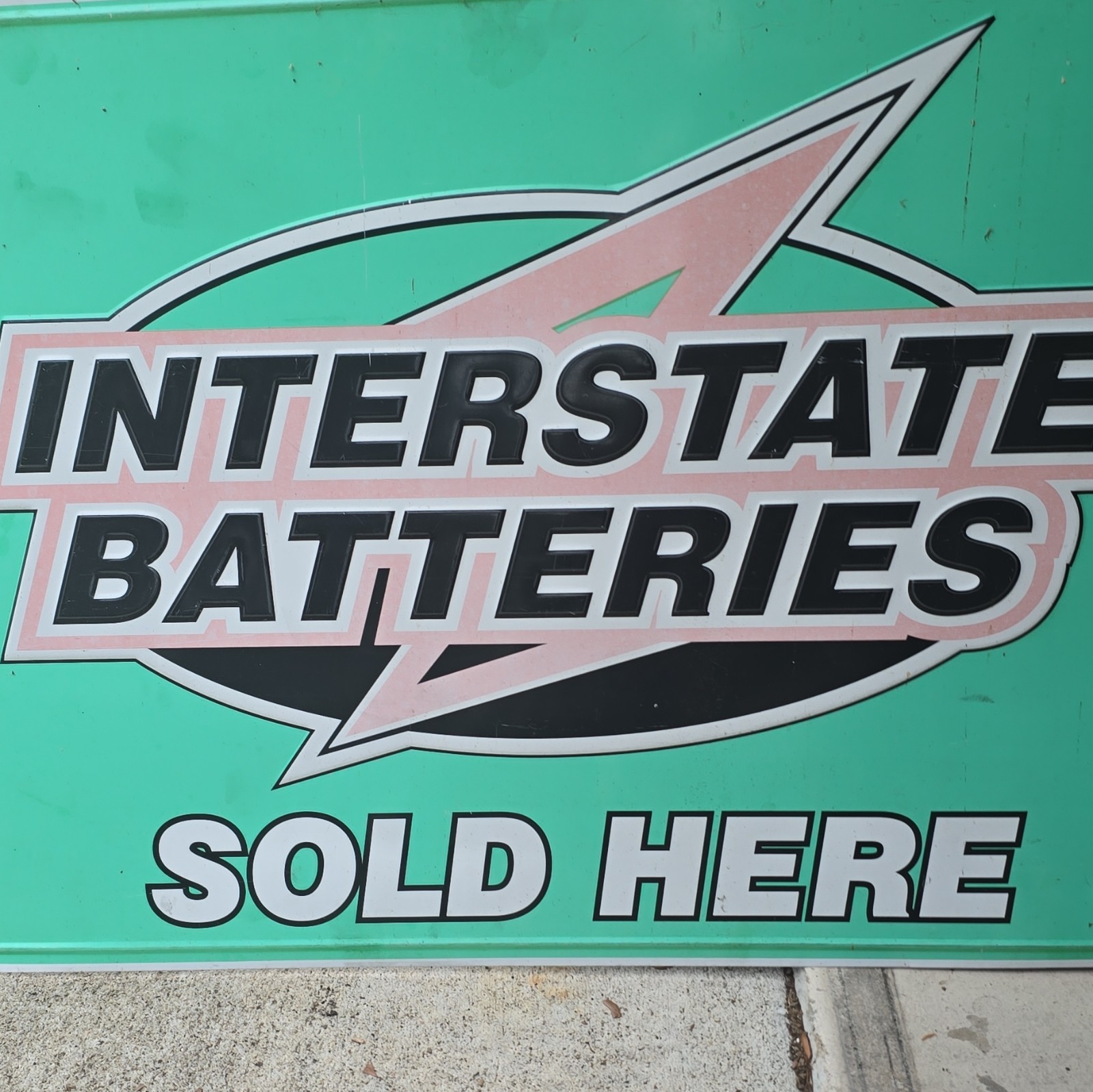 Interstate Batteries Green “Sold Here” Advertising Sign – Gas & Oil Theme