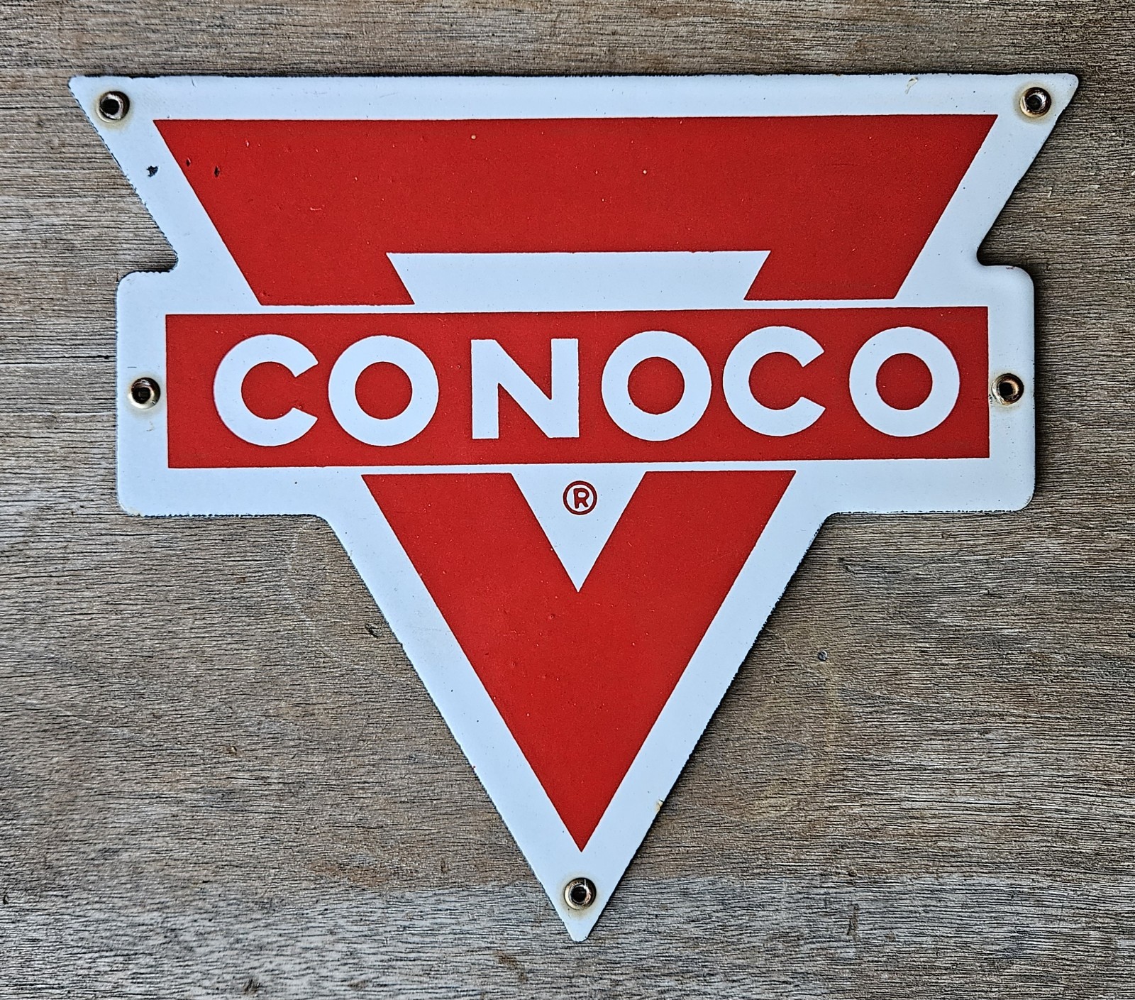 Red Conoco Single-sided Porcelain Pump Plate