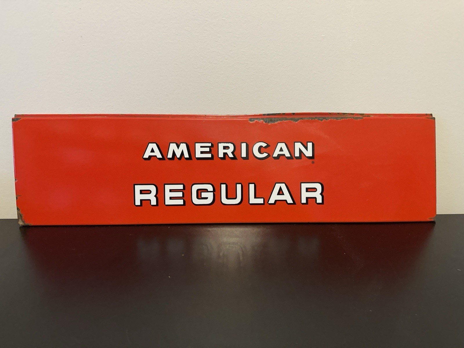 Standard Oil American Regular Porcelain Gas Pump Plate Sign