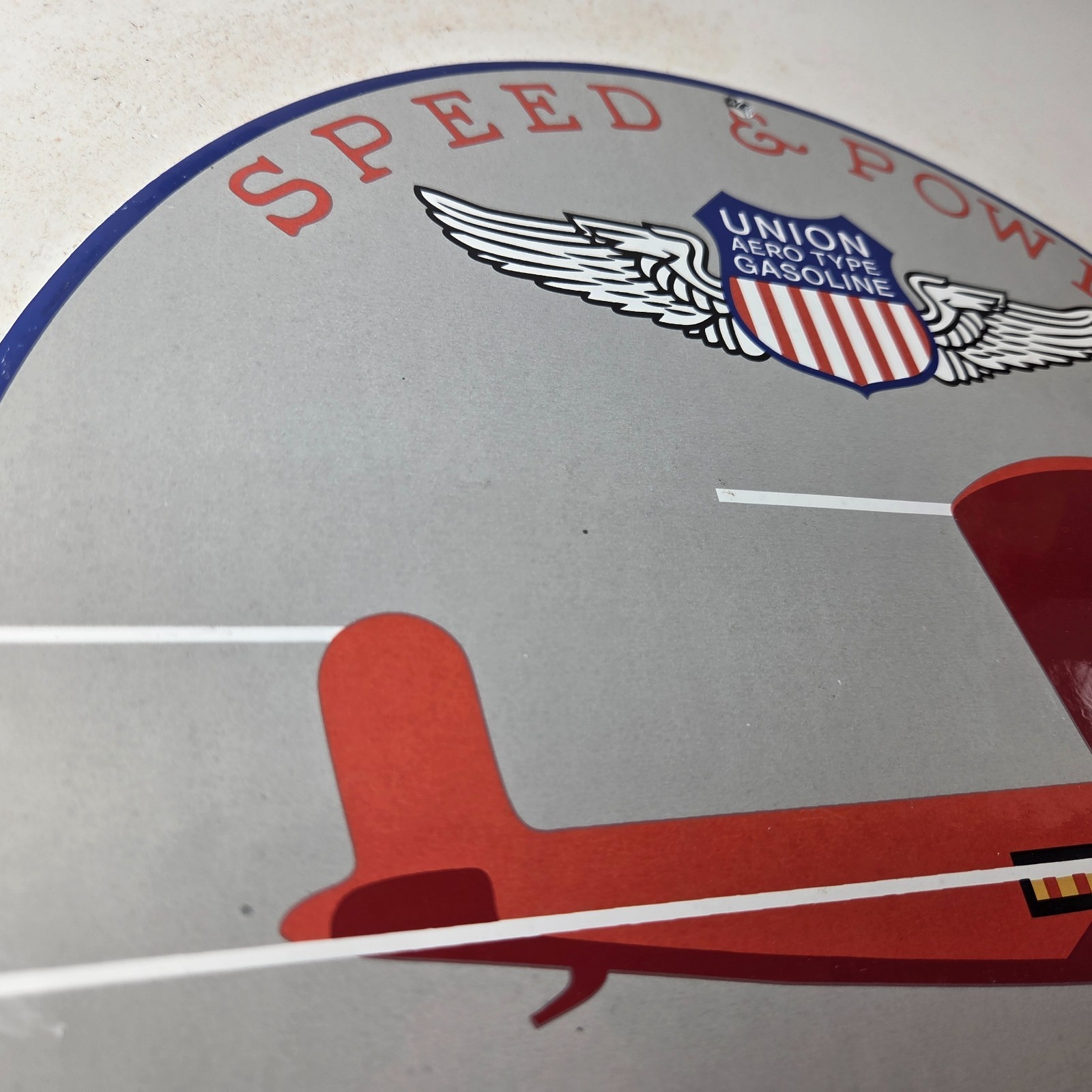 Vintage Union Speed & Power Sign – Gas Pump Porcelain Service Station Sign
