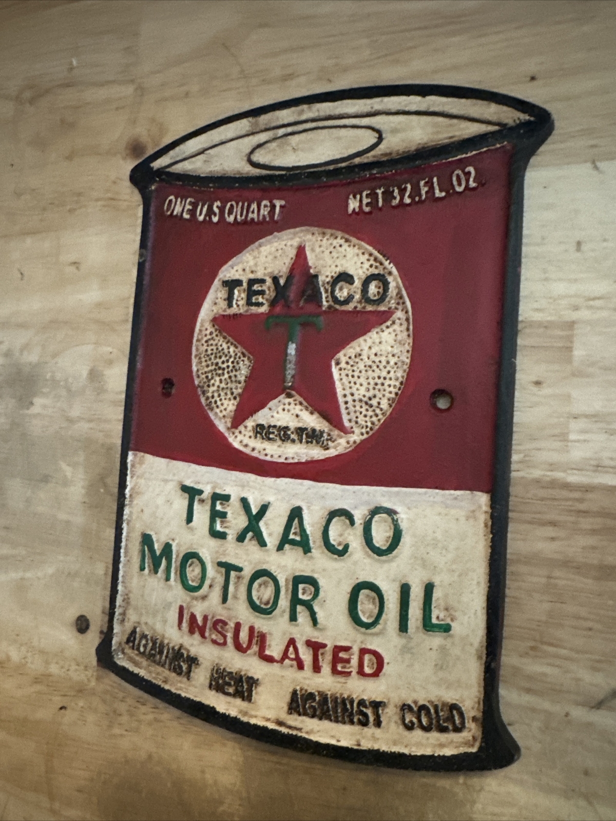 Texaco Oil Sign Plaque Coal Collector Man Cave Gas Advertisement 1/4 inch METAL