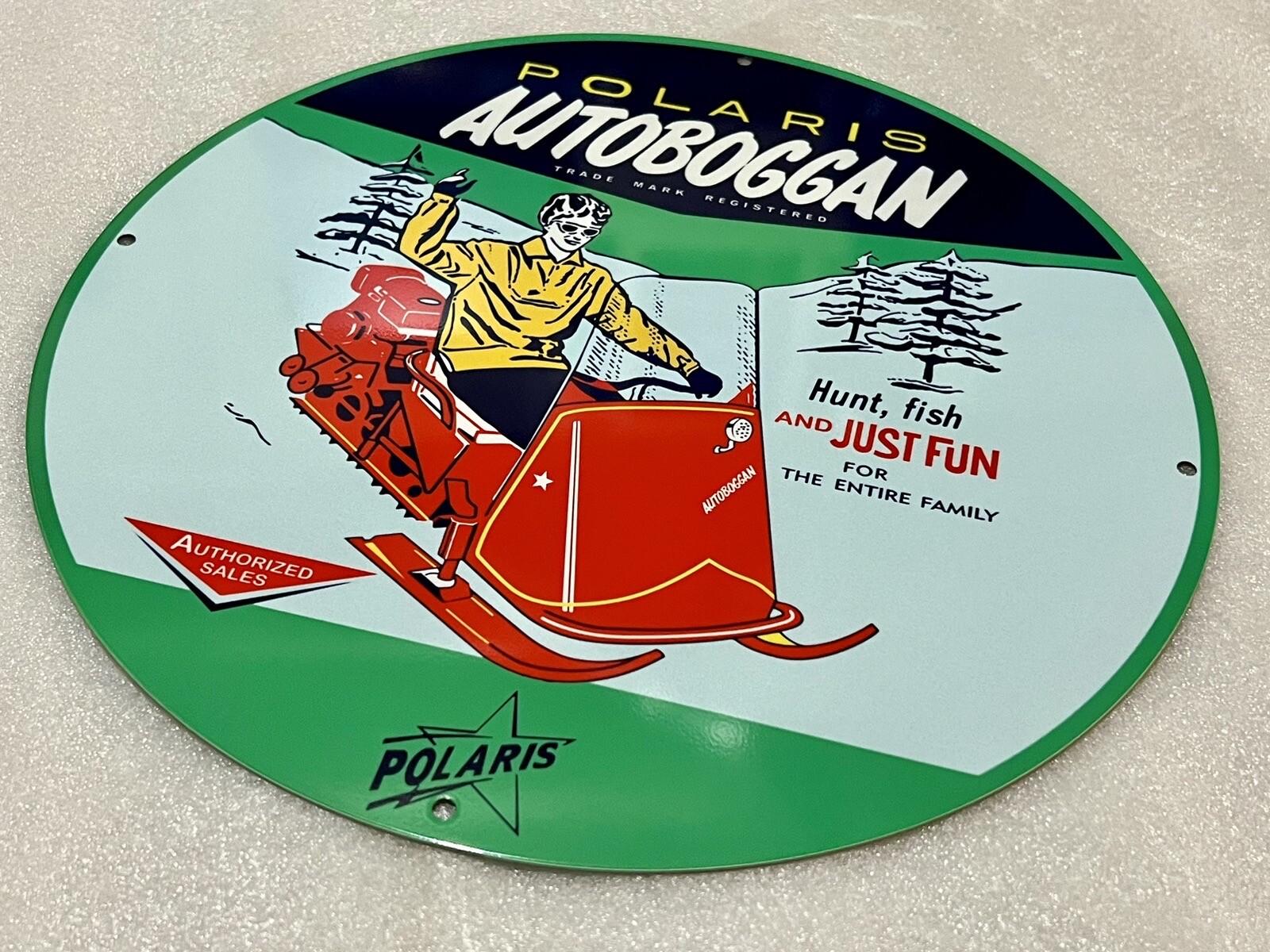 12in Polaris Snowmobiles Heavy Vintage Style Steel Sign