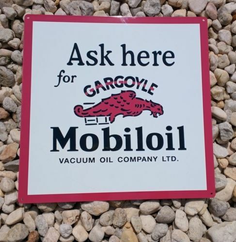 Gargoyle Motor Oil mobiloil Garage Shop Gasoline gas oil Metal Sign 12×12 50059