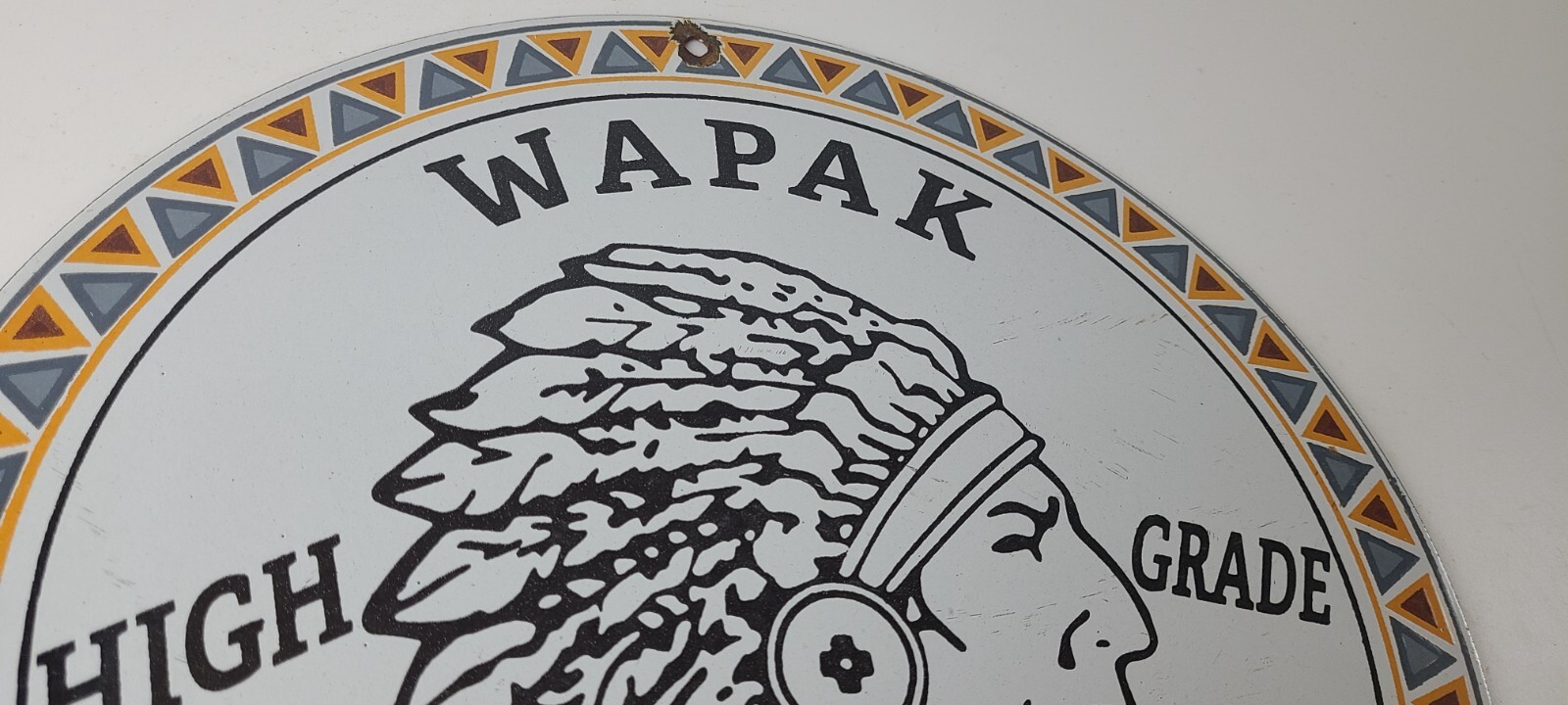 Vintage Wapak Hollow Ware Gasoline Sign – Indian Chief Gas Pump Porcelain Sign