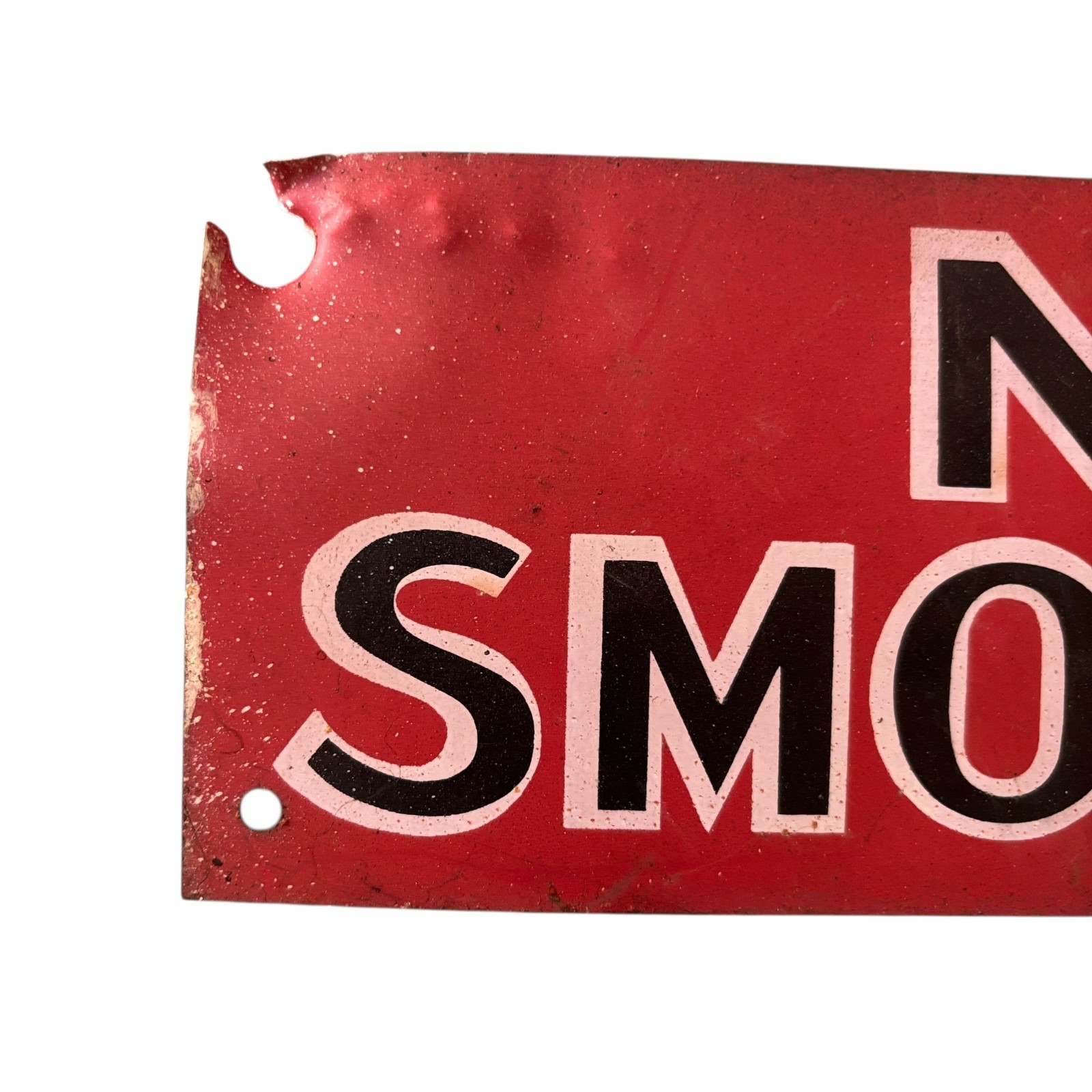 NO SMOKING Tin Sign – Industrial Fire Safety Sign, Thin Metal, Original paint