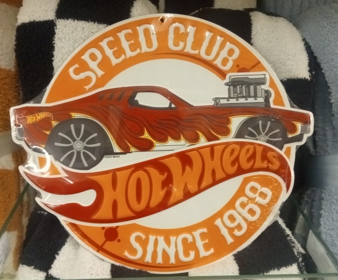 VINTAGE STYLE HOT WHEELS AUTO RACING SIGN SPEED CLUB HOT WHEELS SINCE 1968