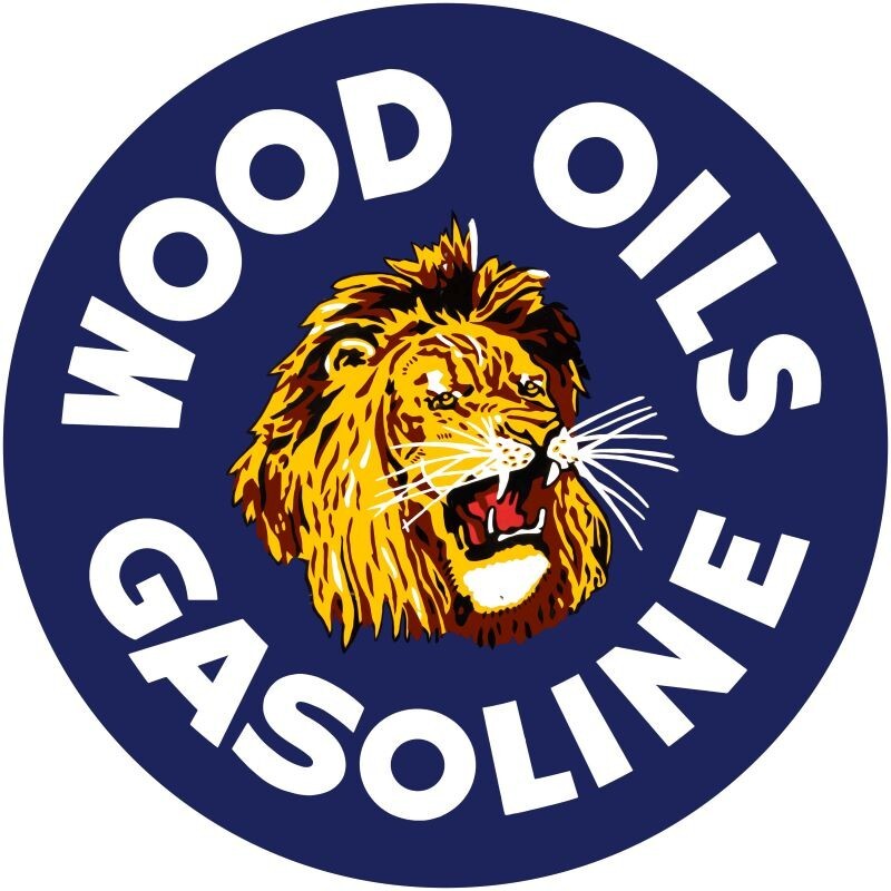 Wood Oils & Gasoline Lion Theme NEW Metal Sign: 14″ Dia. Steel Round Style