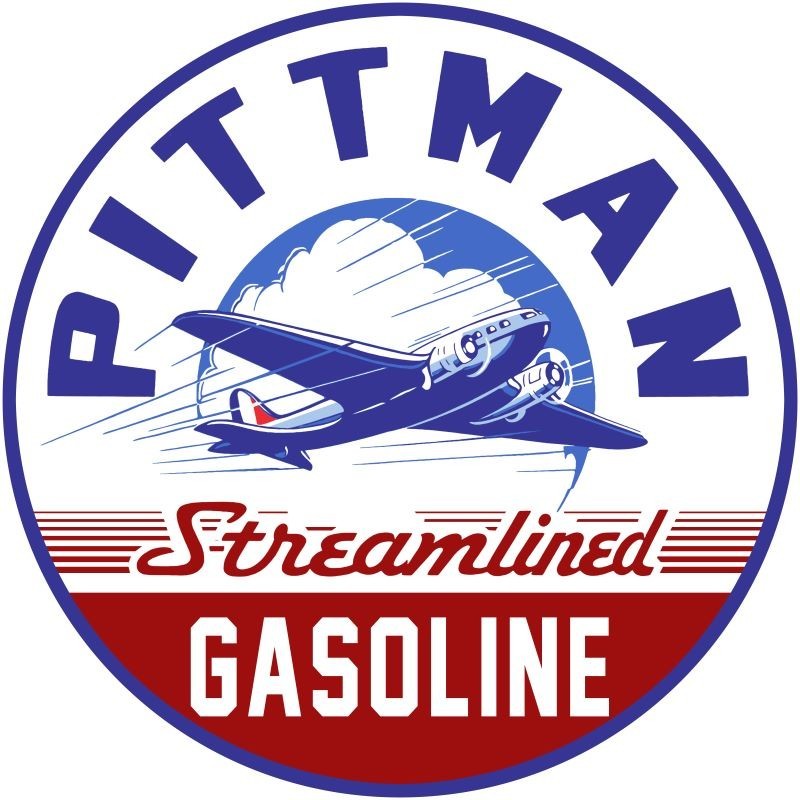 Pittman Streamlined Gasoline Service Station Look NEW METAL SIGN: 12″ Dia. Round