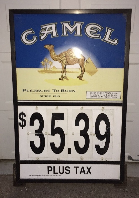 Huge 5′ Camel Cigarette Double Sided Vintage Gas Station Advertising Sign, EXC!