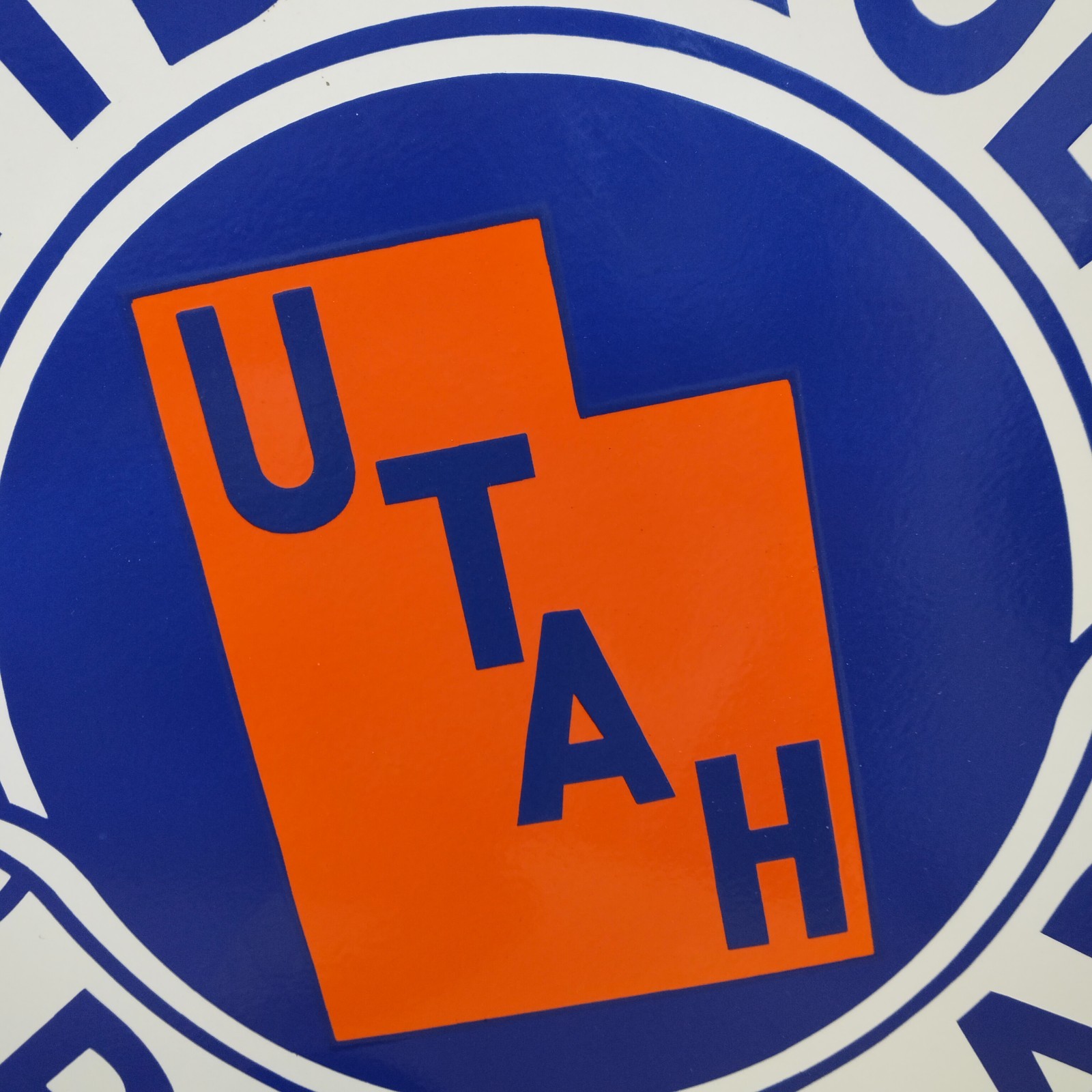Utah Bamberger Railroad Porcelain Enamel Sign 30 X 30 Inches 1 sides