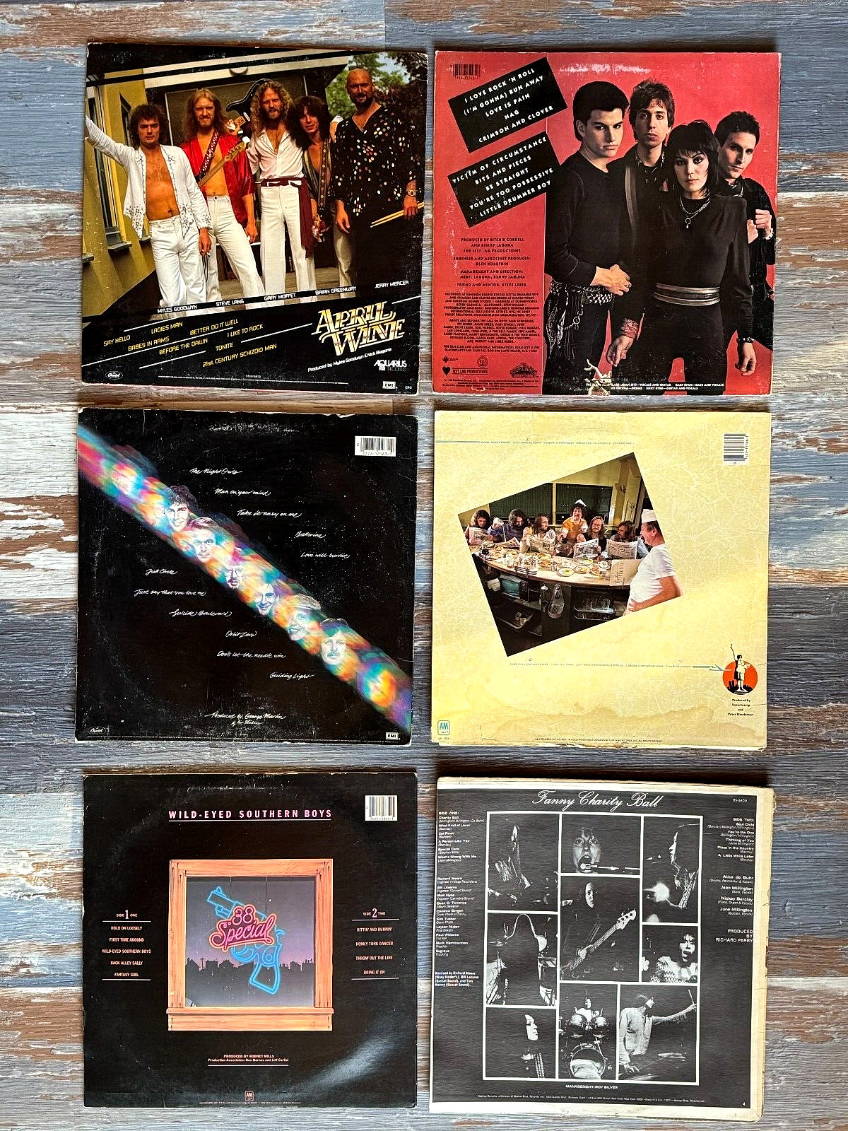 6 Vintage vinyl LP Record Job Lot Joan Jett, 38 Special, April Wine,Charity Ball