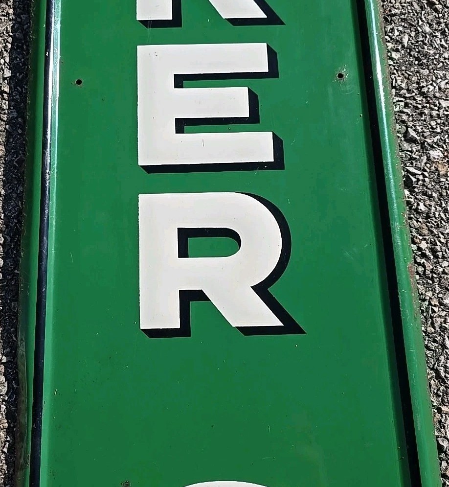Vintage Original 6′ Quaker State Motor Oil Embossed Vertical Advertising Sign