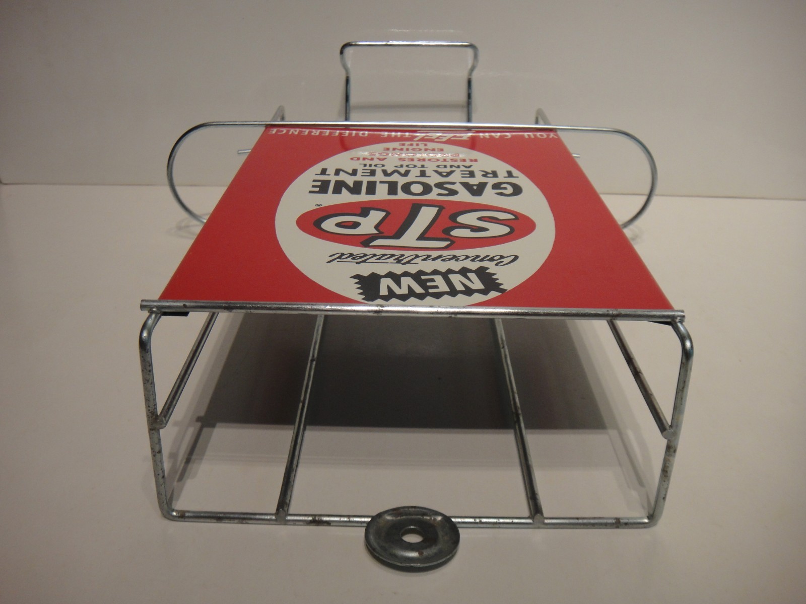 Vintage STP Gas Treatment Station Island Can Display Rack With Sign NOS Original