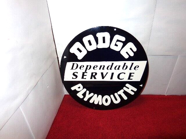 11 3/4 in DODGE & PLYMOUTH SERVICE ADVERTISING SIGN HEAVY DIE CUT METAL – S 299