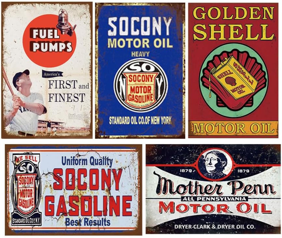 Tin Signs 26 Pieces Reproduction Vintage, Gas Oil Metal Signs, Home Kitchen Man