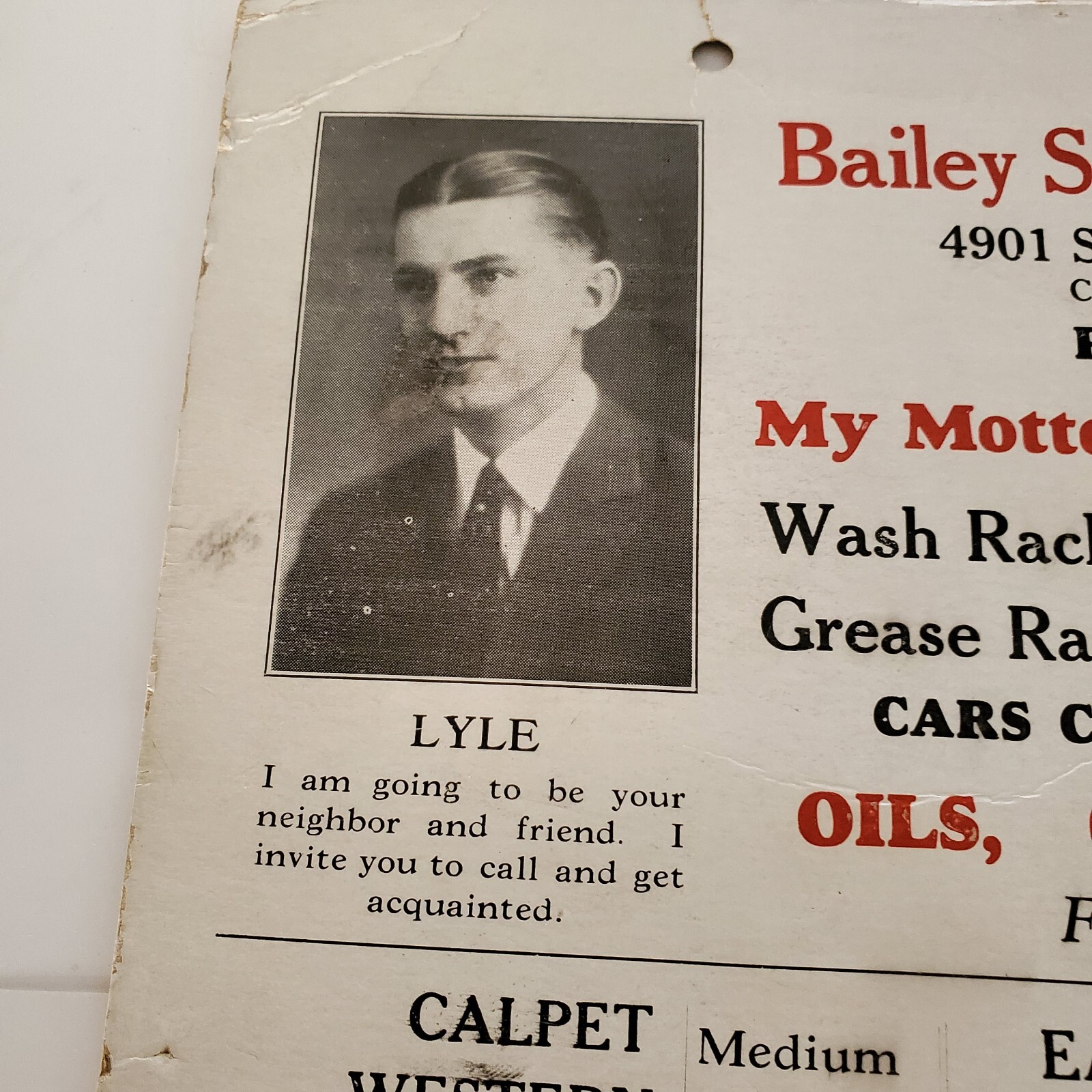 BAILEY SUPER SERVICE STATION Hollywood California 1928 Calendar Advertising