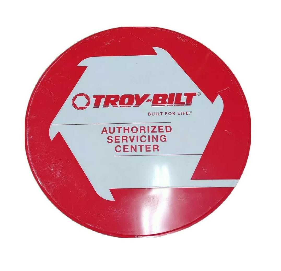 3 Inch Troy Bilt Dealer Sign Red & White No. 773-05194 Vintage Scratched Used