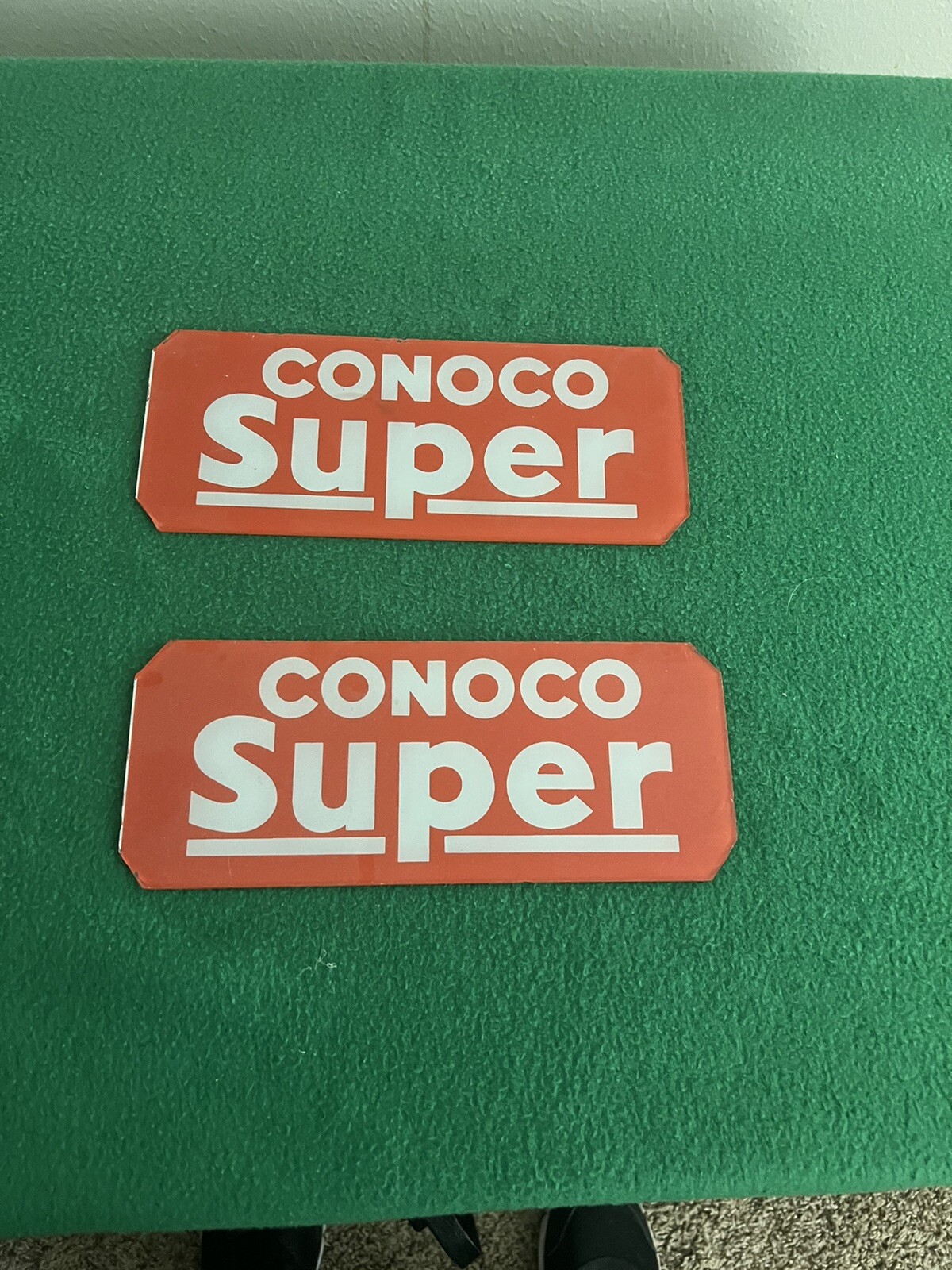 2 NOS Conoco Gas Pump Add Glass