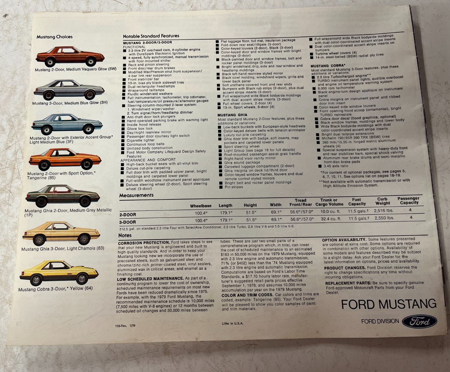 1979 Ford Mustang dealership Promo Booklet “A Whole New Breed” Cobra Ghia ++++++