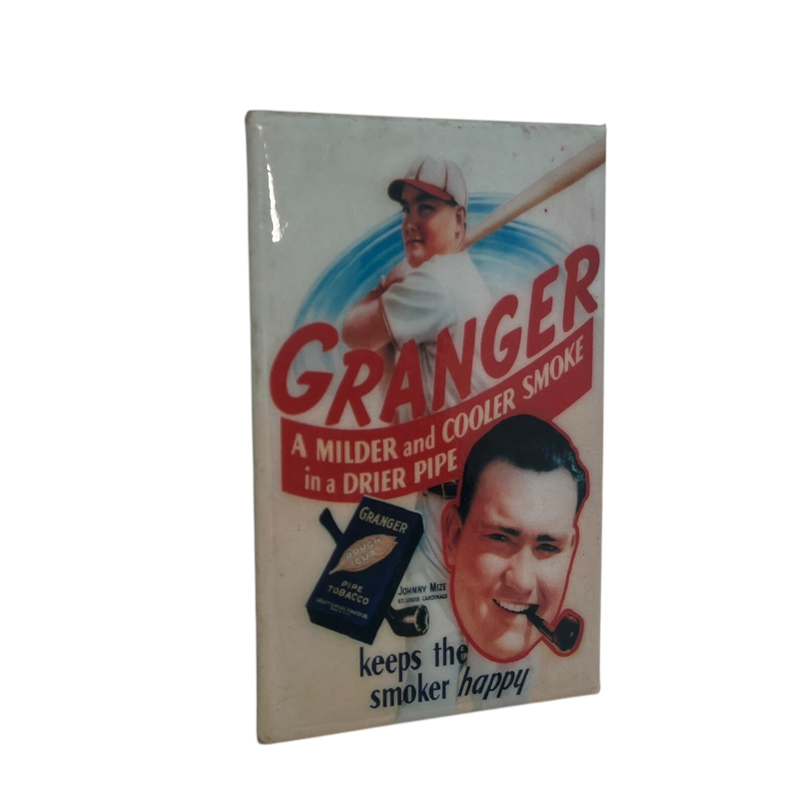 Vintage GRANGER PIPE TOBACCO Baseball Player Print Magnet Advertisement 2″x3″