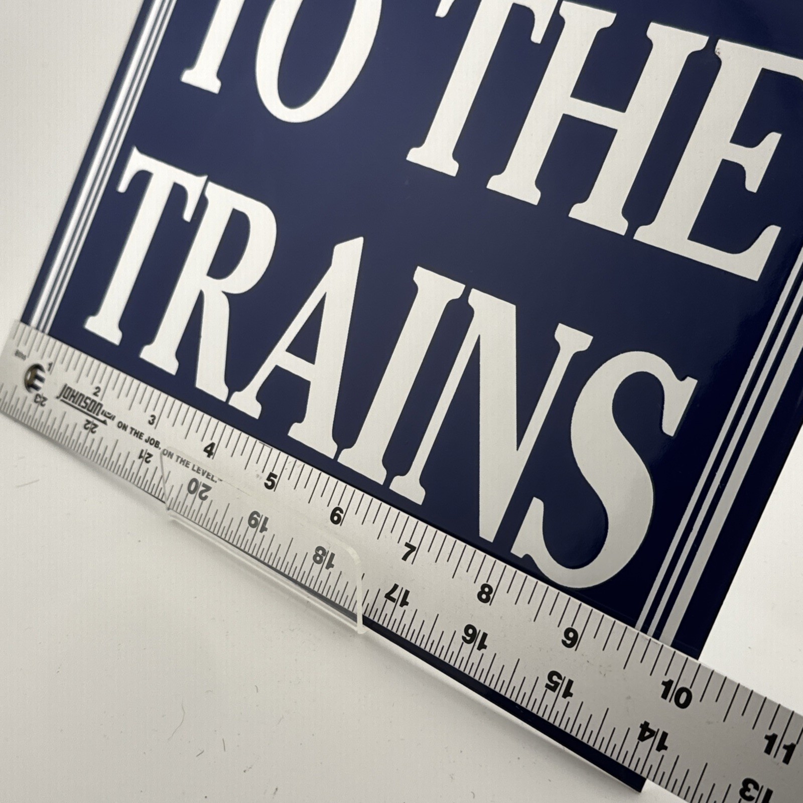Vintage To The Trains Railroad Sign – Directional Railway Station Porcelain Sign