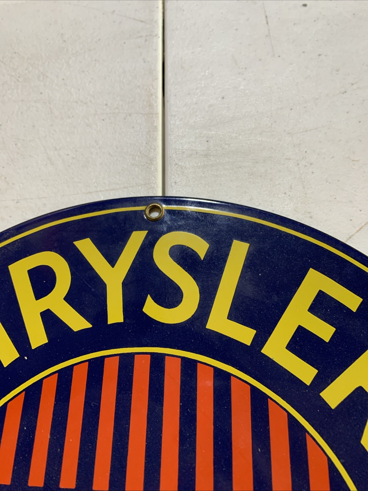 Vintage Chrysler Plymouth Porcelain Sign Dealership Motor Oil Gas Car Service