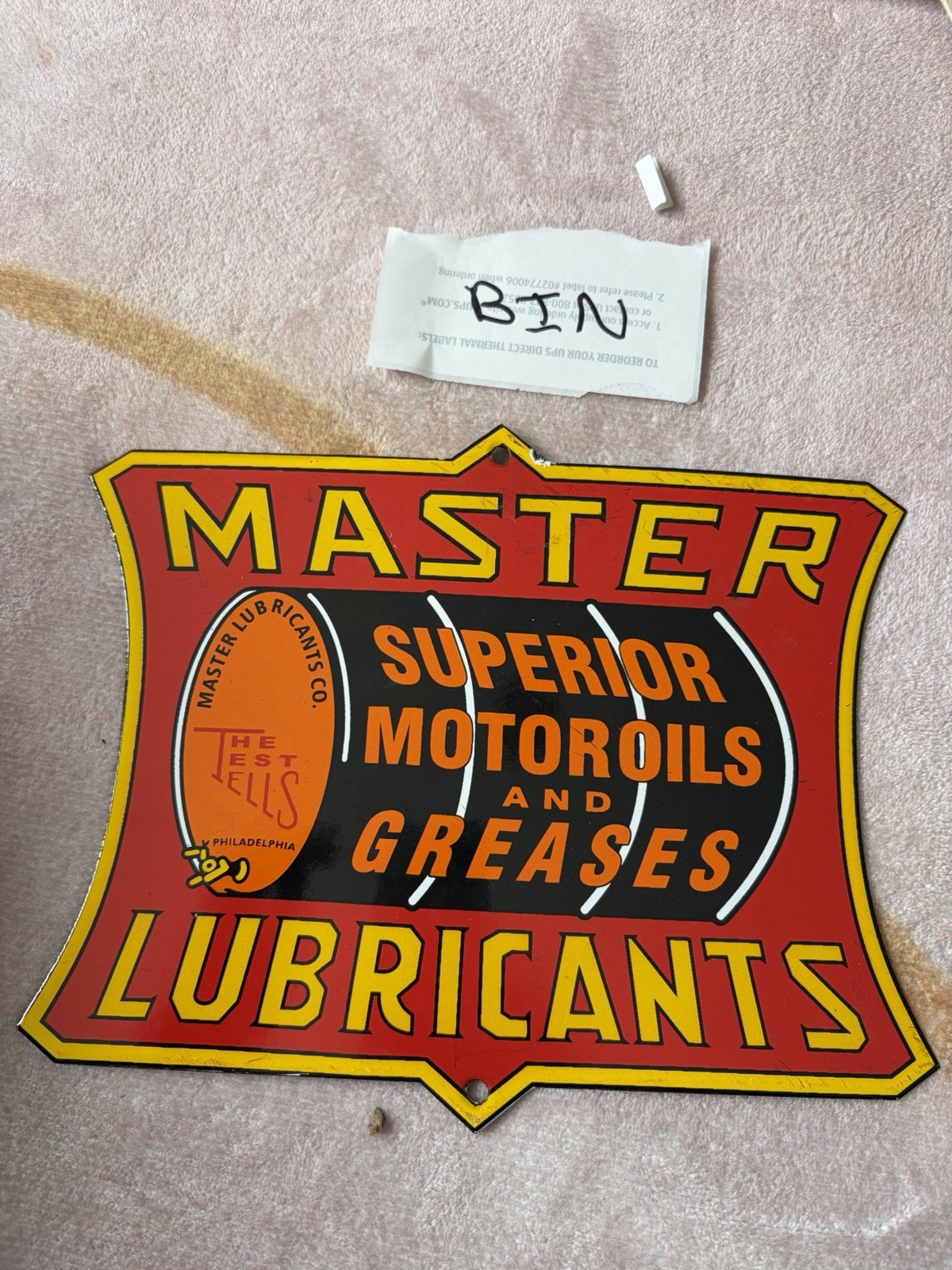 Porcelain Master Lubricants Superior Motor Oils And Grease Sign