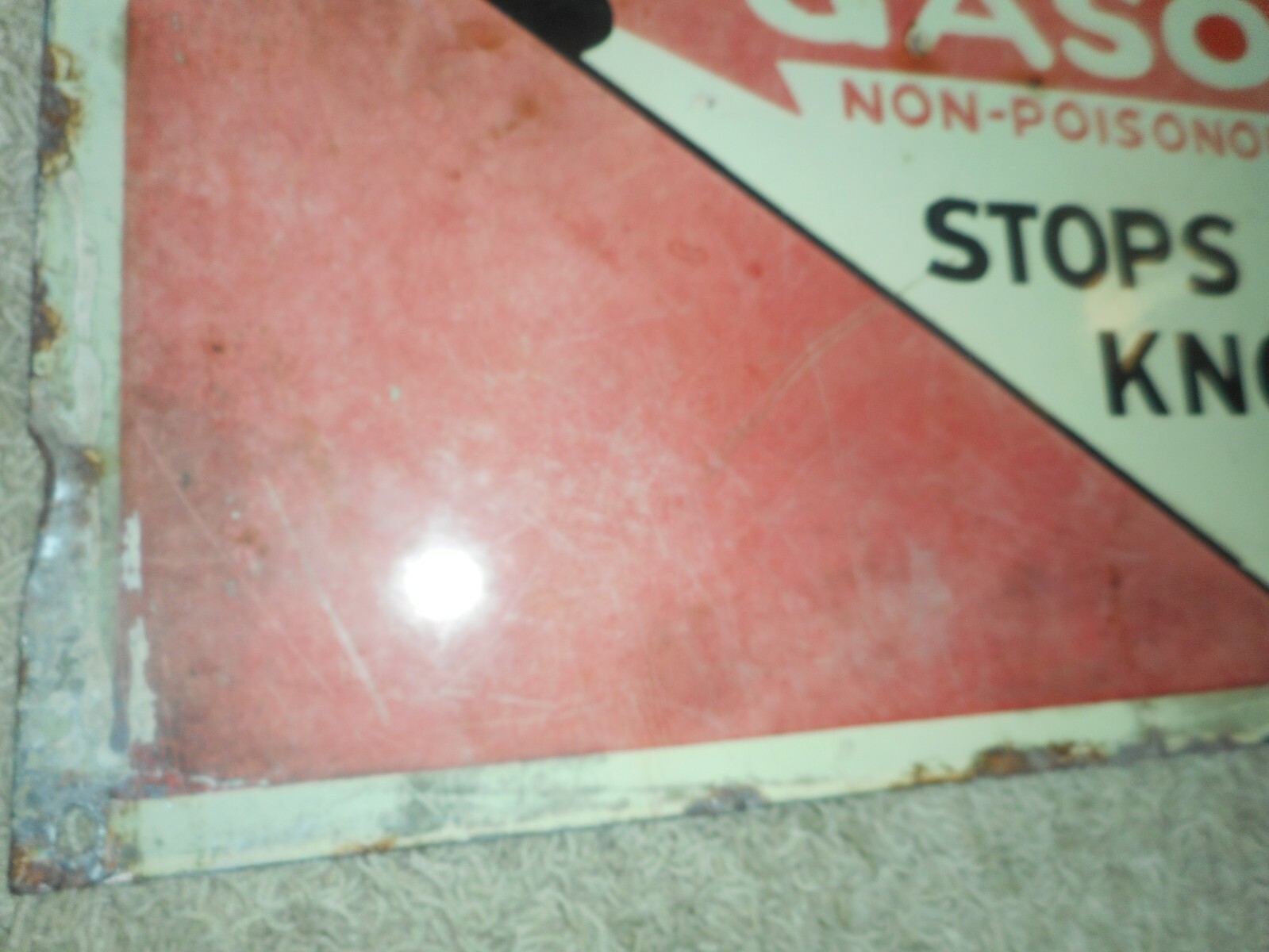 Vintage PORCELAIN NEVR NOX DIAMOND DX GASOLENE GAS STATION OIL ADVERTISING SIGN