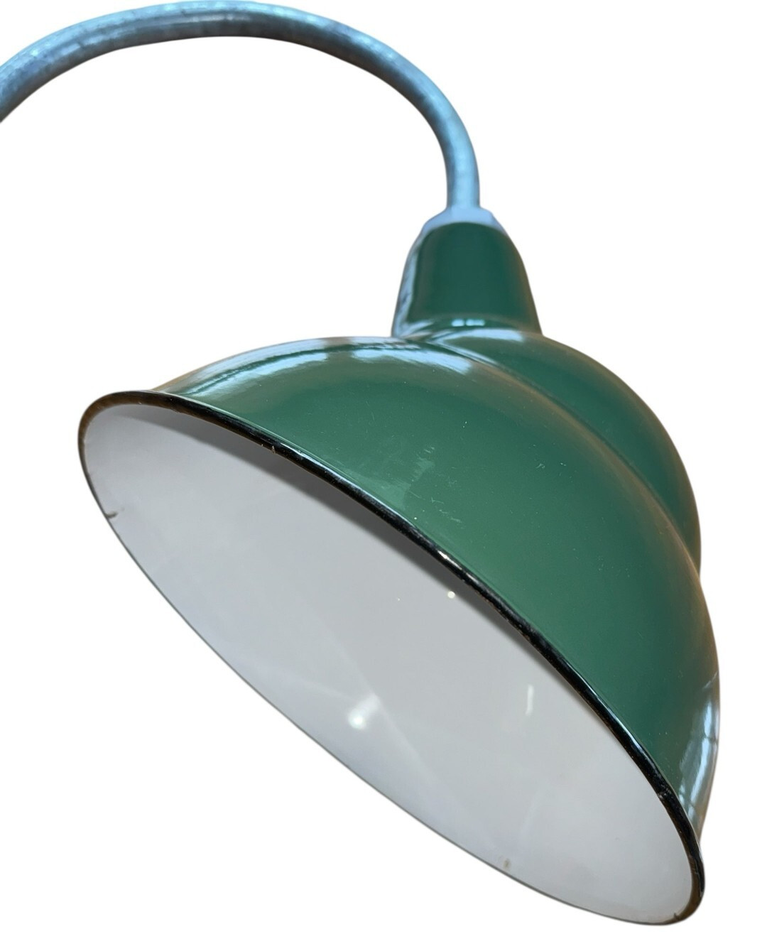 BIG Benjamin 12″ Gooseneck Sign Light 1930’s Green Porcelain Industrial Vintage