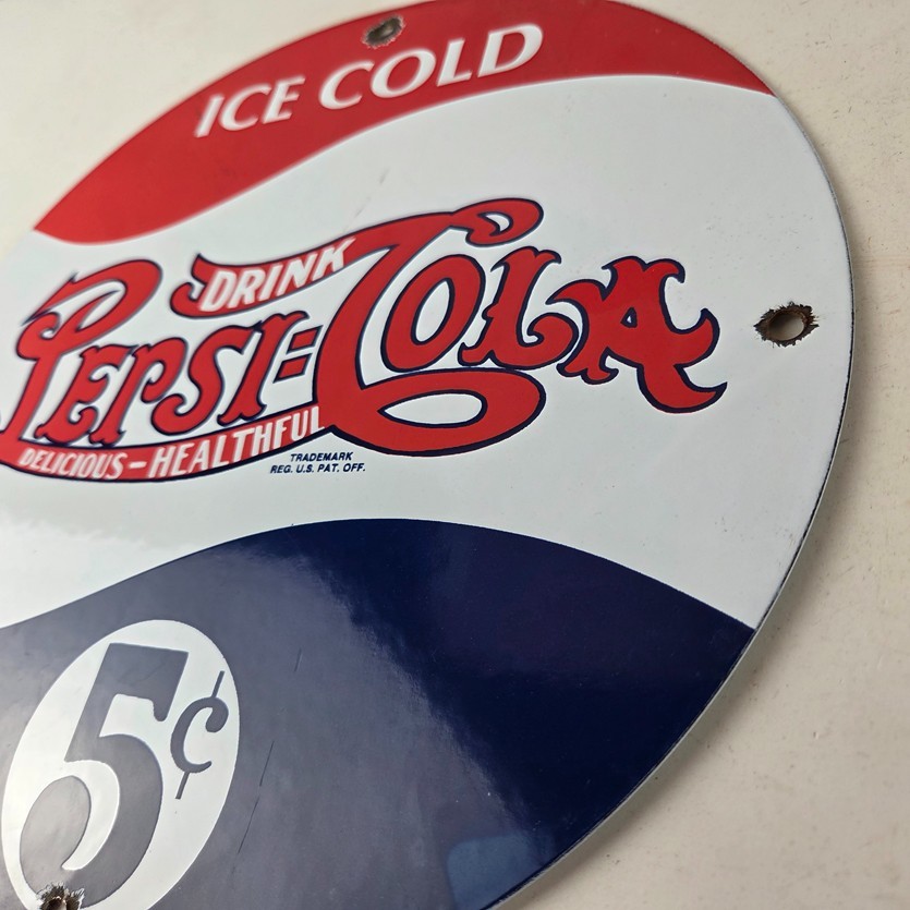 Vintage Pepsi Porcelain Sign – Beverage Drink Cola Gas Service Sign
