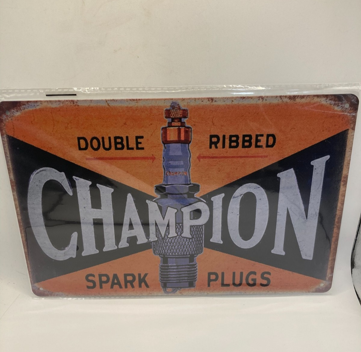 Champion Spark Plugs Retro Style Metal Tin Sign 12×8 Garage Wall Decor