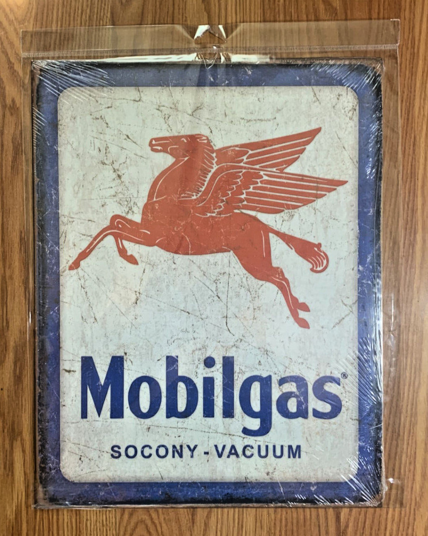 Mobilgas Socony-Vacuum Weathered Tin Sign 12.5″ X 16″