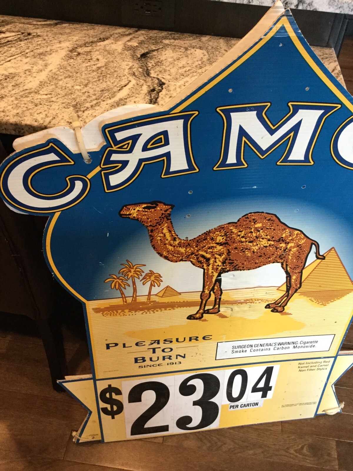 VINTAGE Camel Cigarette Gas Station Cardboard Advertising Sign